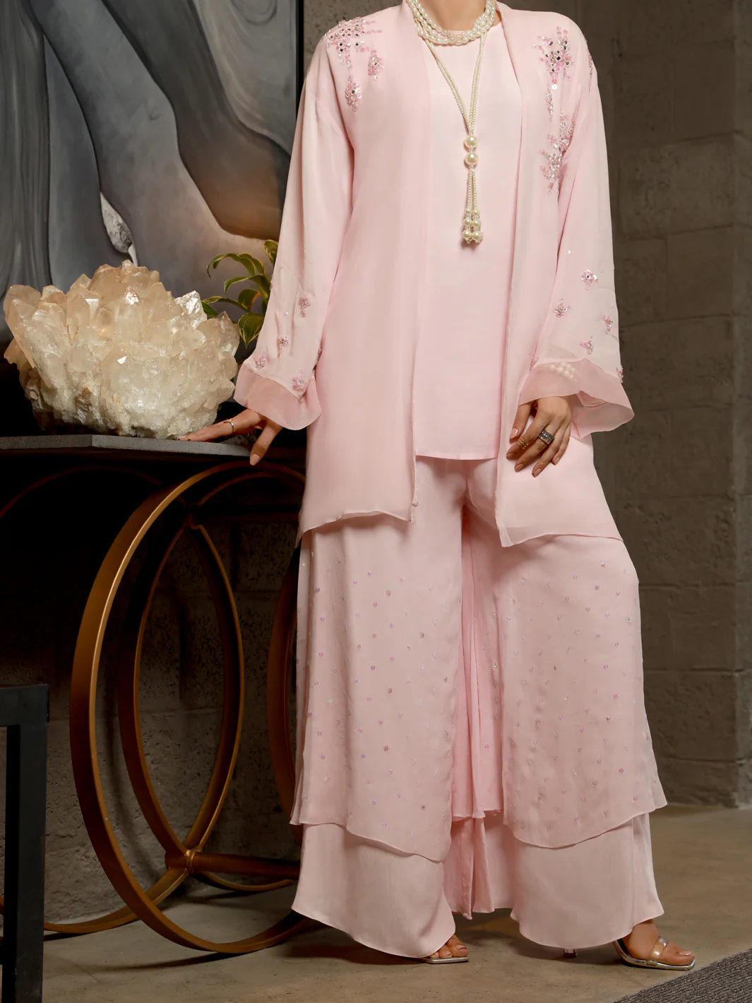 PINK GEORGETTE 2PC STITCHED | AL-2PS-LS-US-335/AM-2490A