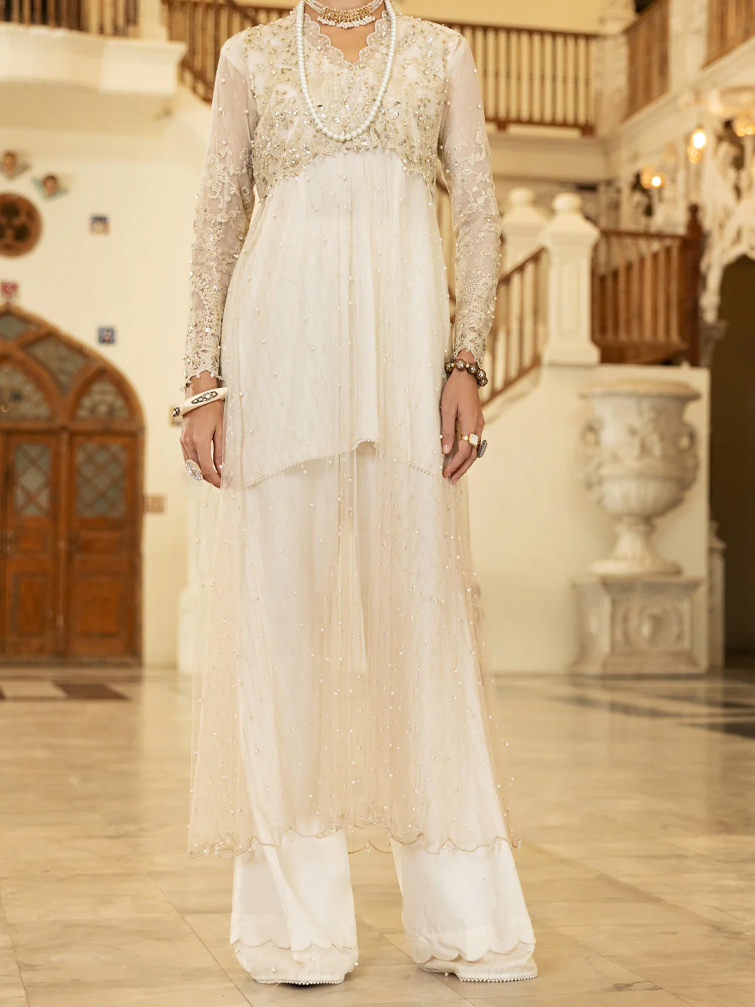 OFF WHITE NET 2PC STITCHED | AL-2PS-LS-US-352/CFL-055A