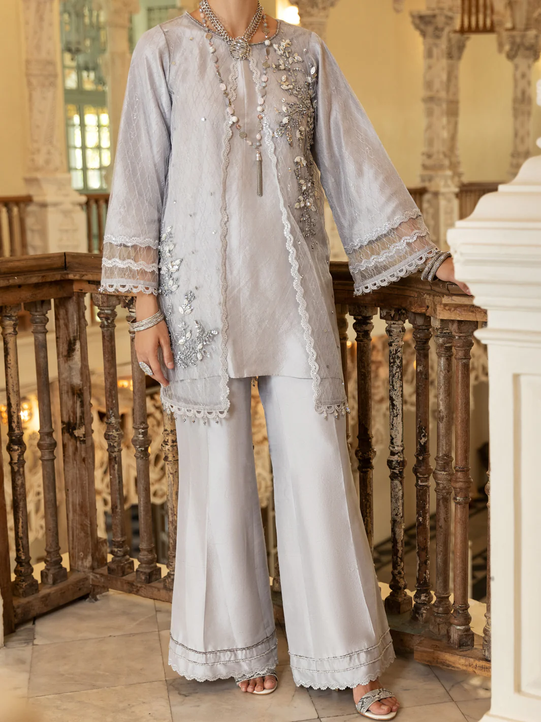 LIGHT GREY NET 2PC STITCHED | AL-2PS-LS-US-353/CFL-020E