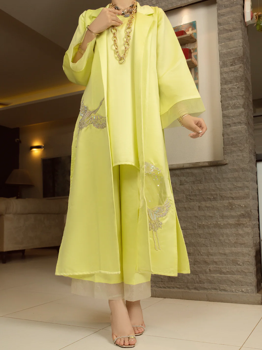 GREEN SATIN 2PC STITCHED | AL-2PS-LS-US-366/AM-2586A