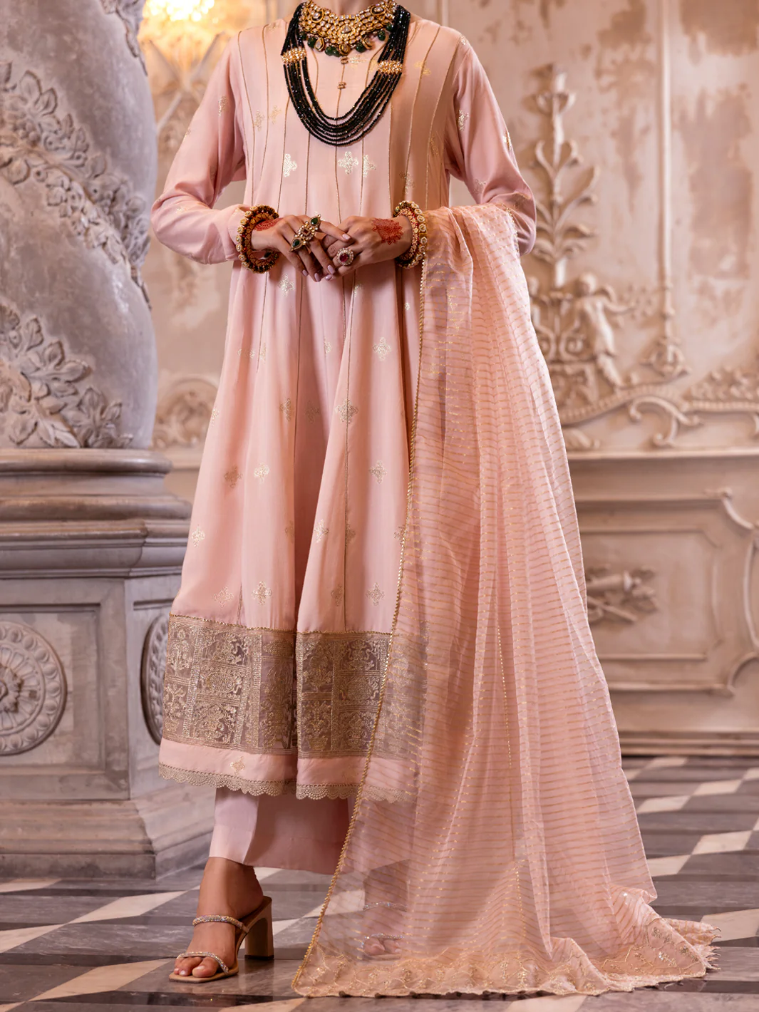 LIGHT PINK VISCOSE LUREX 3PC STITCHED | AL-3PS-LS-513/AM-3139A