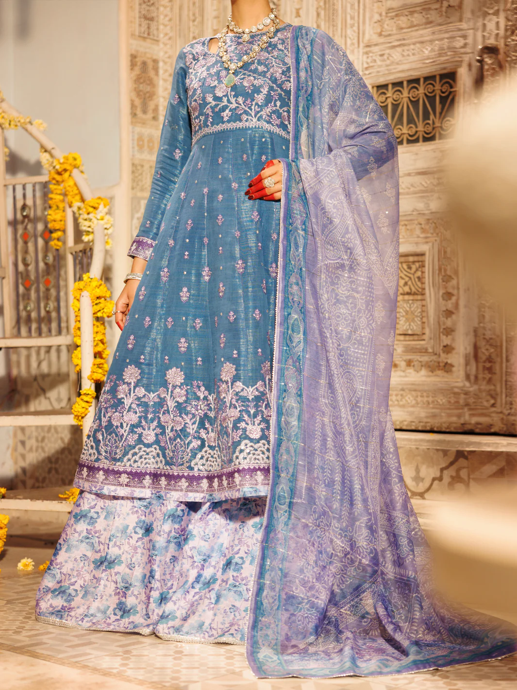 ICE BLUE MESURI NET 3PC STITCHED | AL-3PS-LS-552/FB-552A