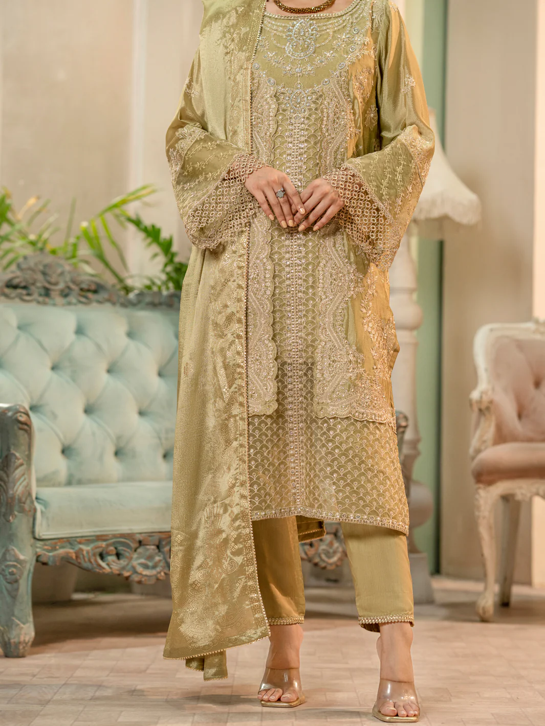 PISTA GREEN 3PC STITCHED | AL-3PS-LS-US-424/AM-2797C