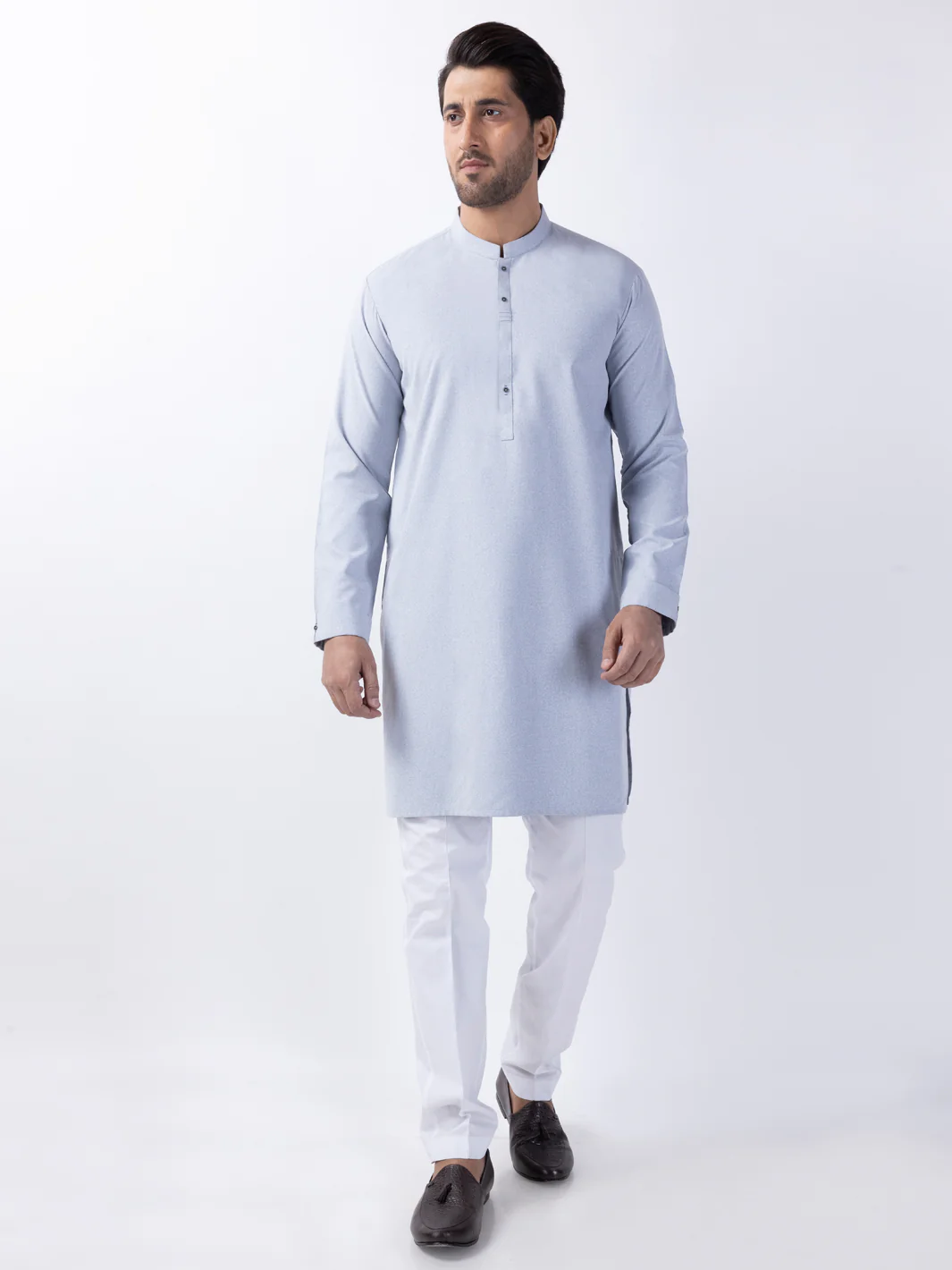 LIGHT GREY BLENDED KURTA | AL-K-1155/AM-2145A