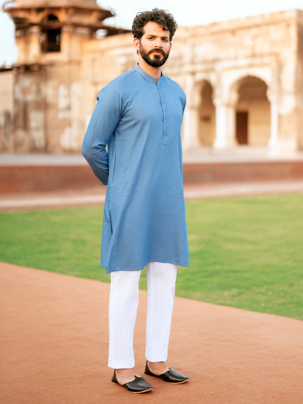 DENIM BLUE BLENDED KURTA | AL-K-1172/AM-6242A