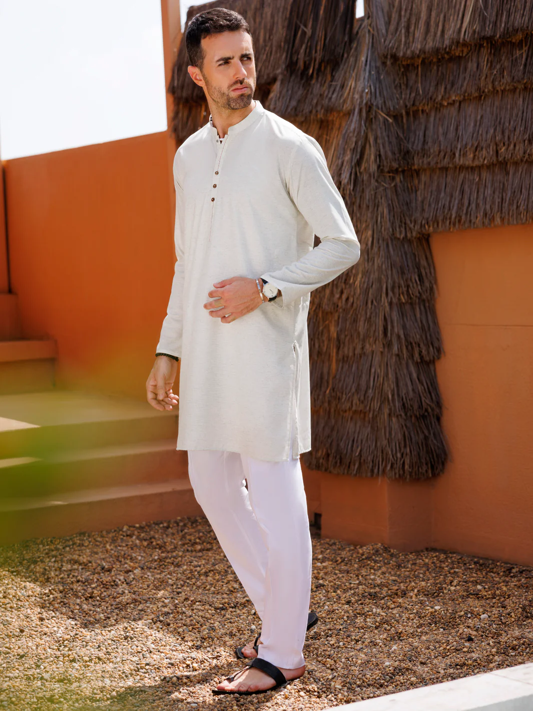 CREAM BLENDED KURTA | AL-K-1223/AM-6194D