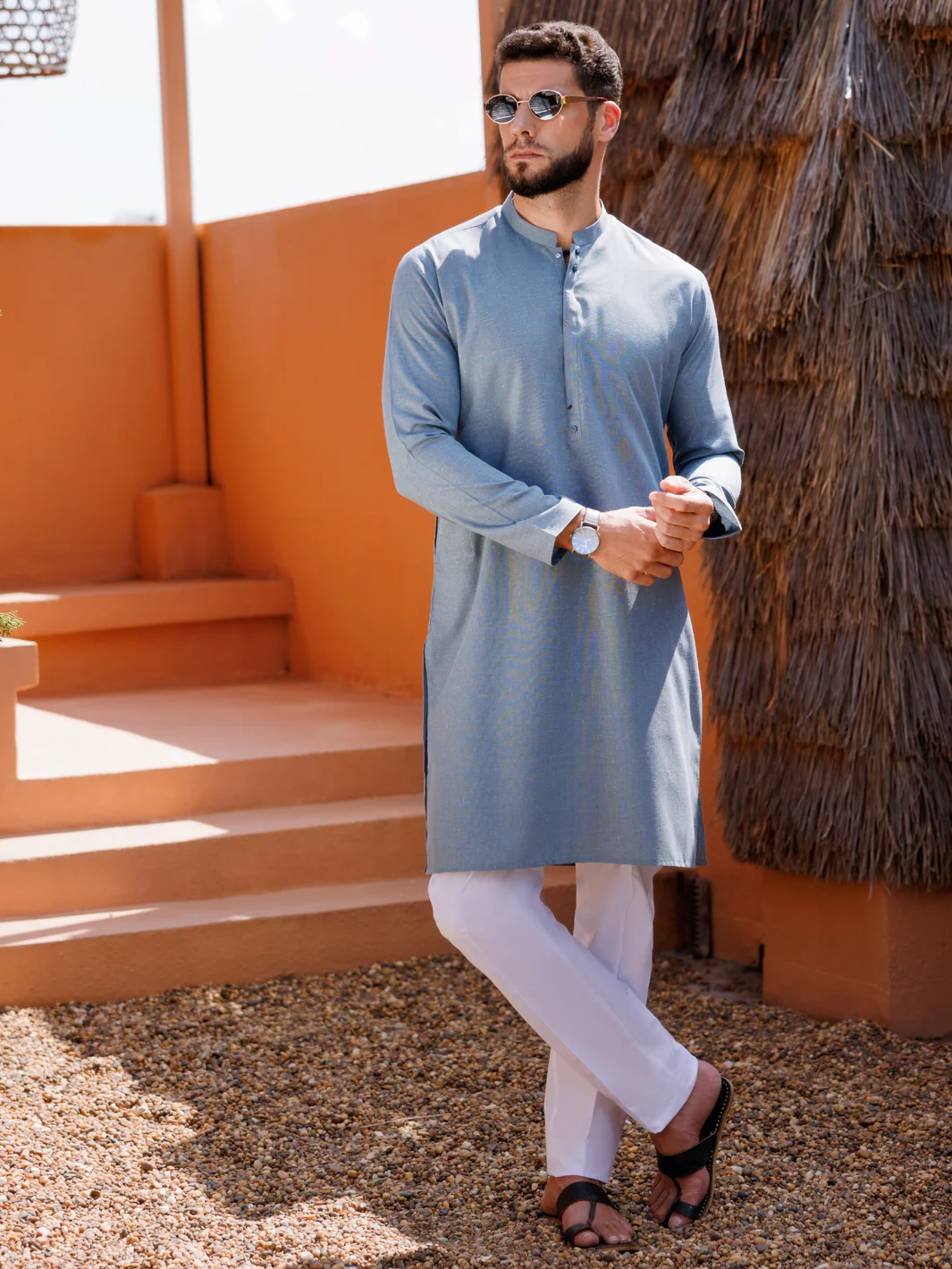LIGHT BLUE BLENDED KURTA | AL-K-1238/AM-6305C