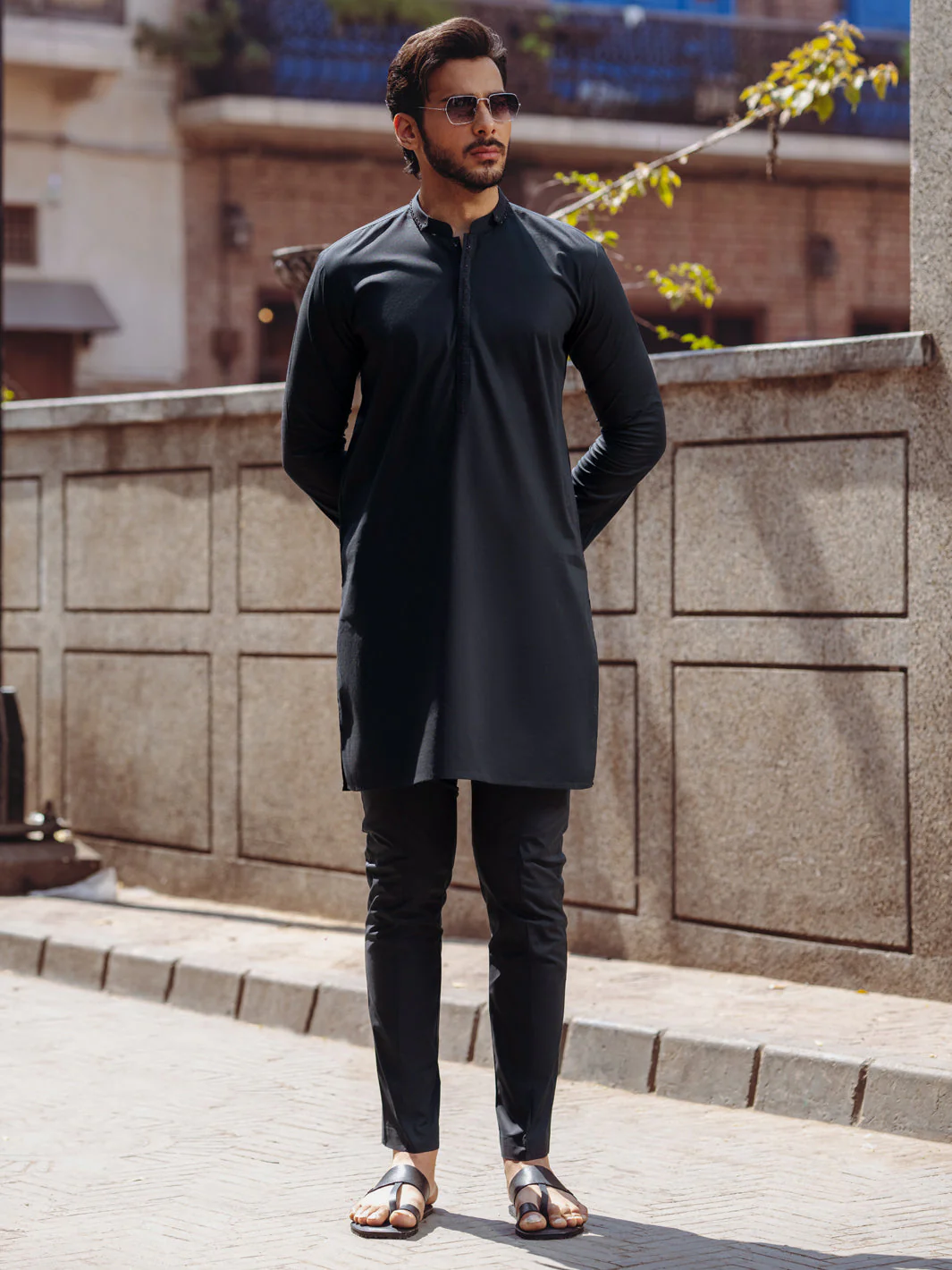 BLACK COTTON KURTA | AL-K-1264B/AM-6236B