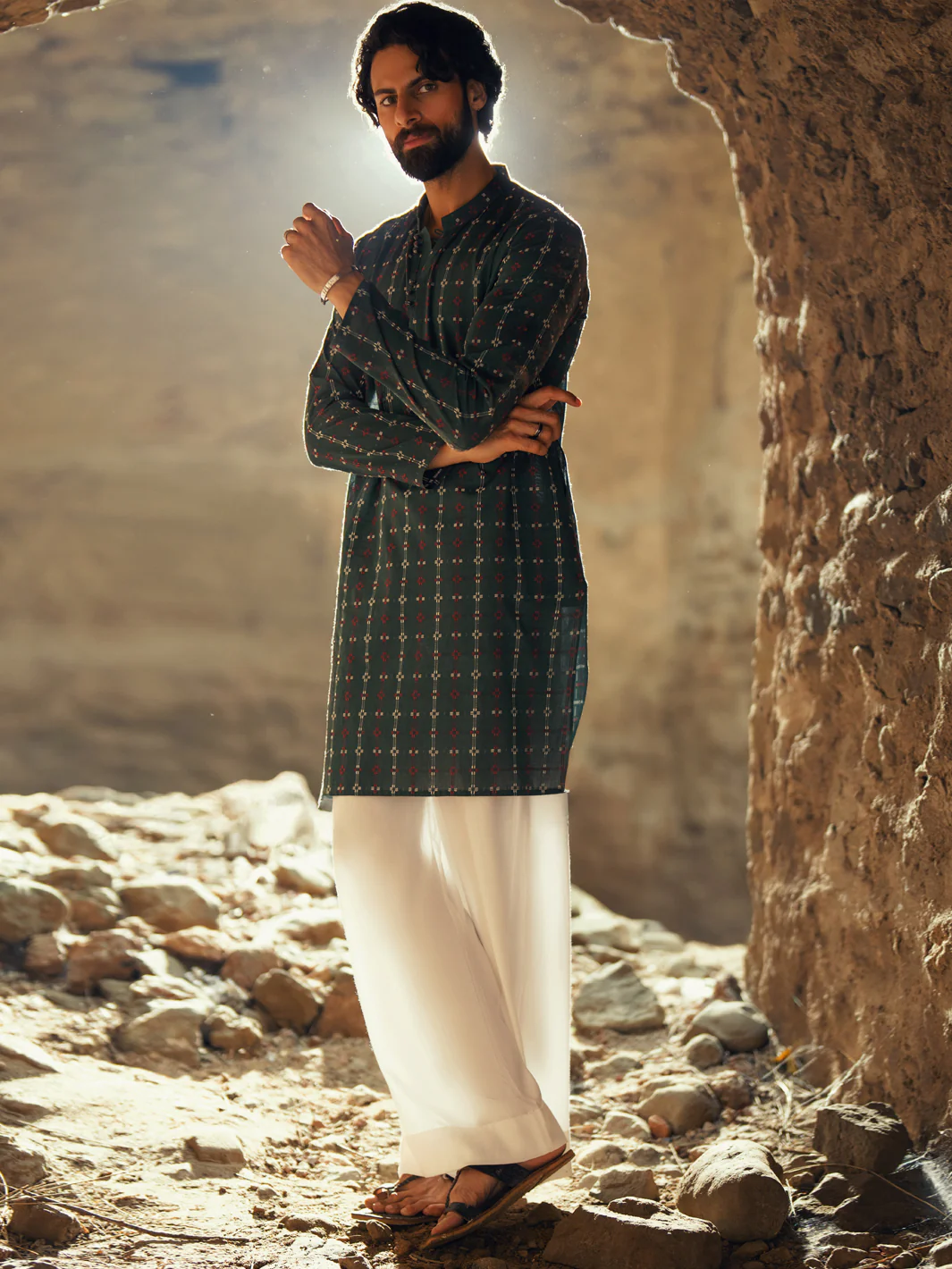 GREEN COTTON KURTA | AL-K-1288/AM-6309B