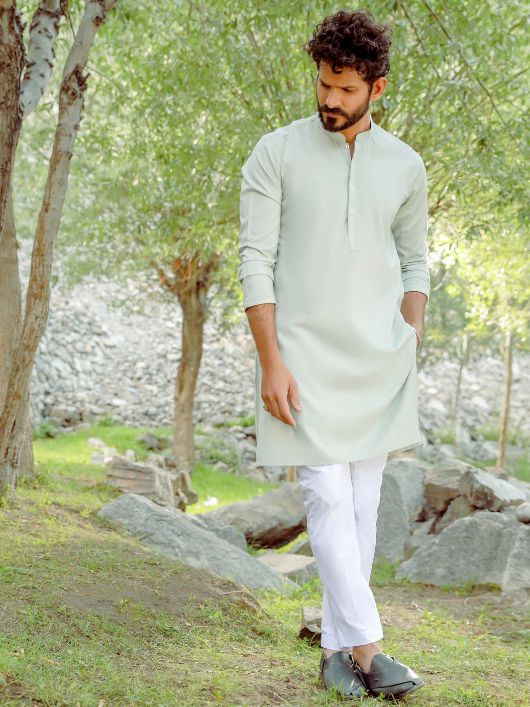 LIGHT BLUE VISCOSE KURTA | AL-K-US-1017/AM-5045D