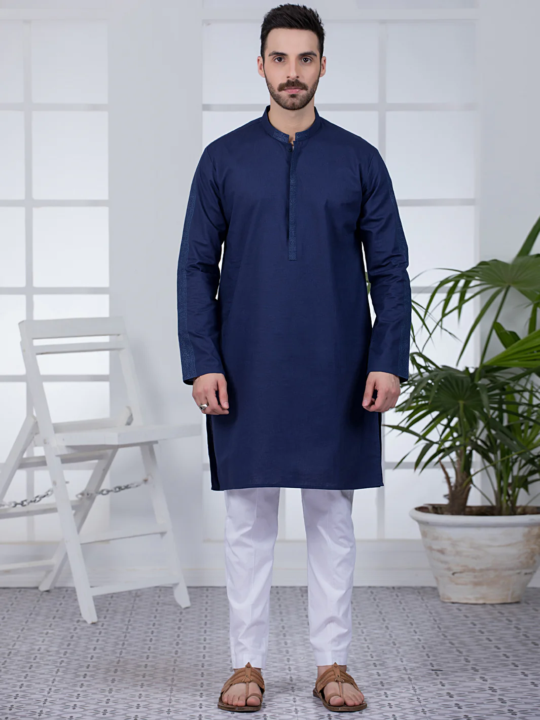 DARK BLUE COTTON KURTA | AL-K-US-1020/AM-5070C