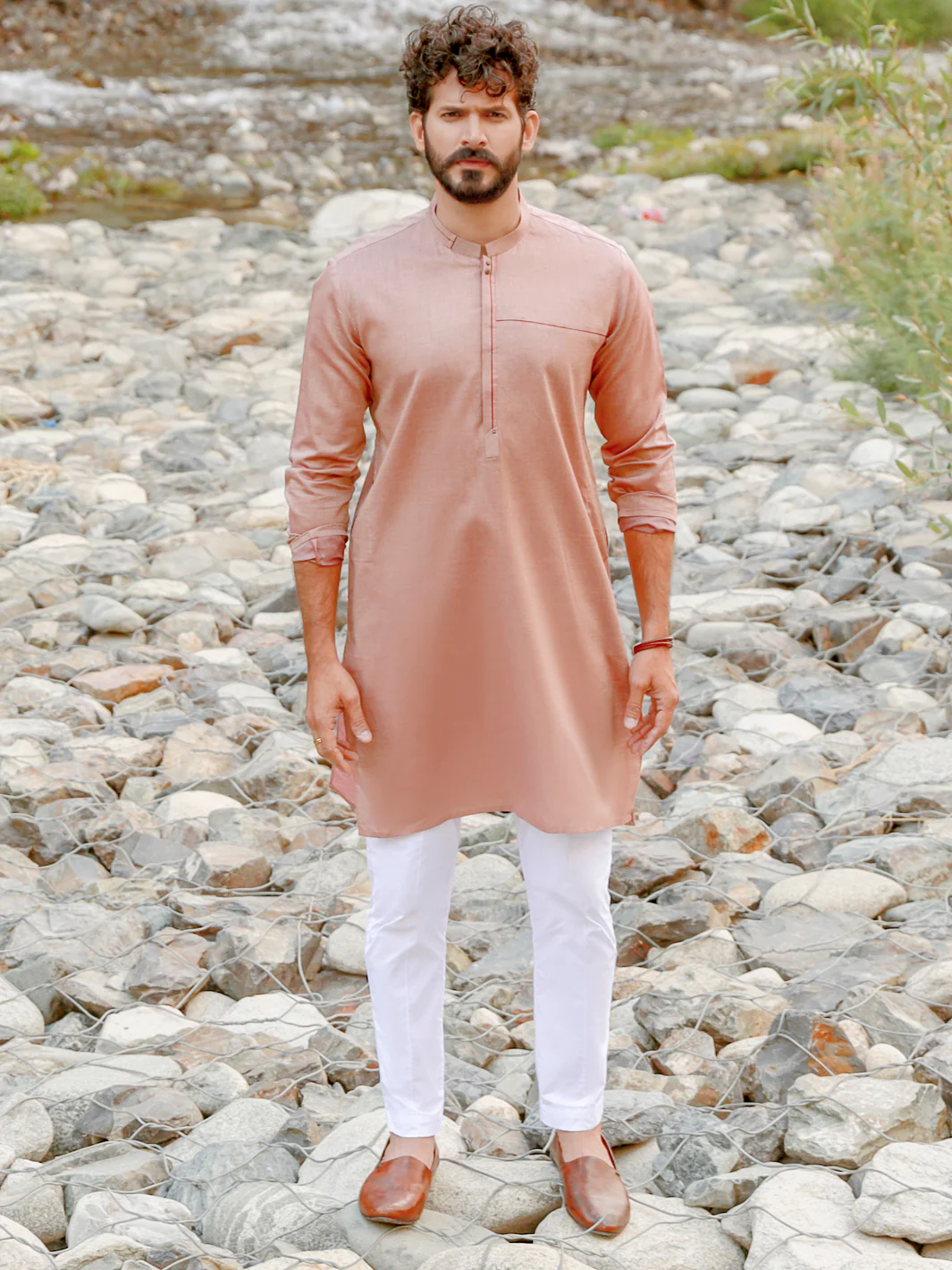 PEACH COTTON KURTA | AL-K-US-1027/AM-924-1C