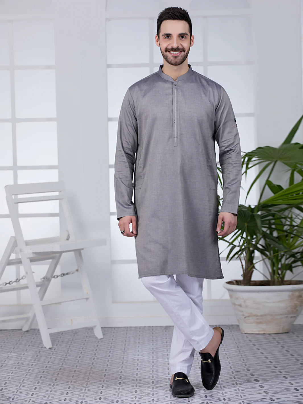 GREY COTTON KURTA | AL-K-US-1028/AM-924-1D