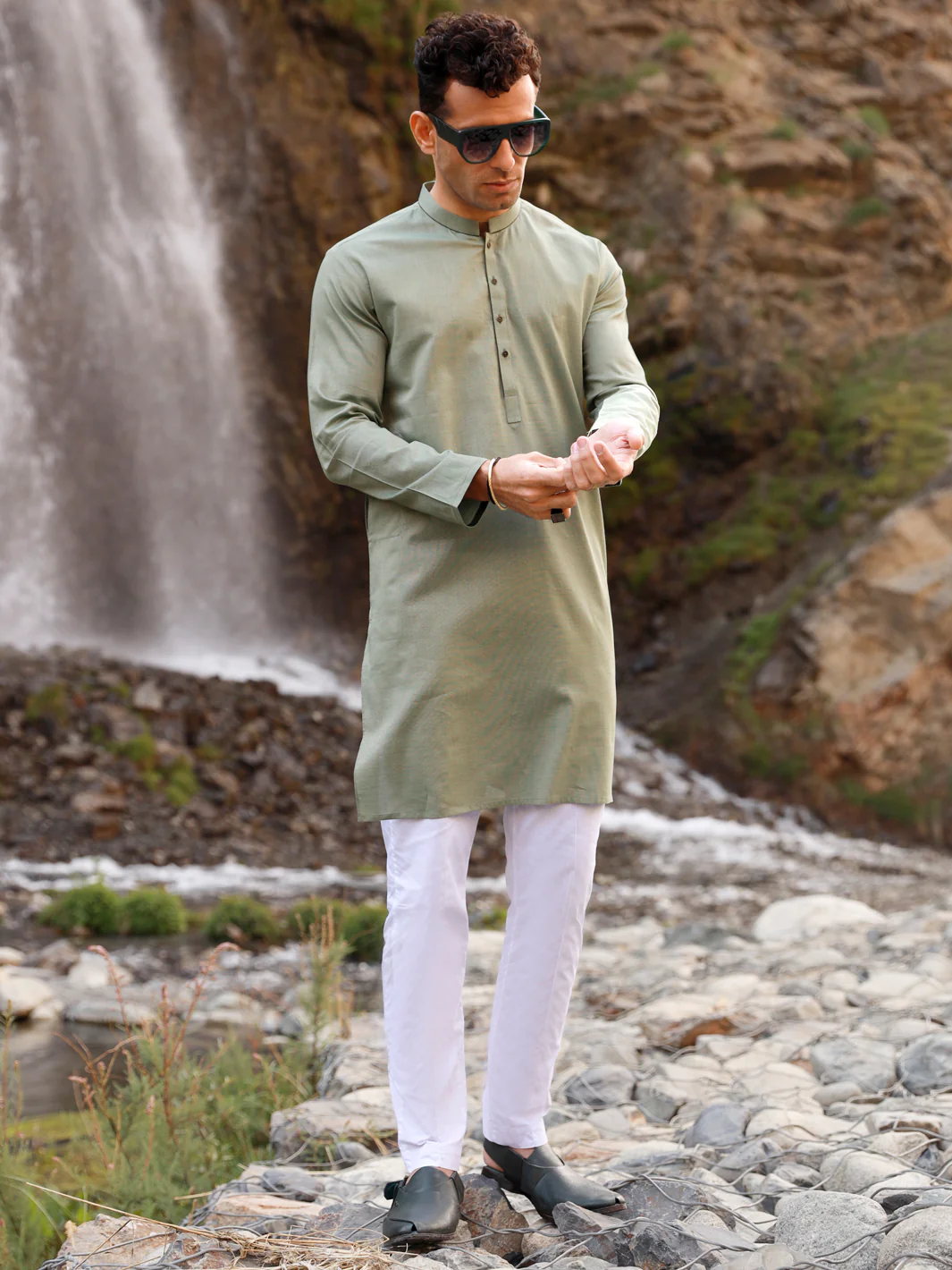 GREEN COTTON KURTA | AL-K-US-1029/AM-924-1A