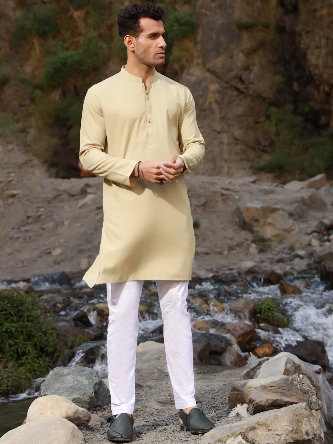LIGHT GREEN VISCOSE KURTA | AL-K-US-1036/AM-5075B
