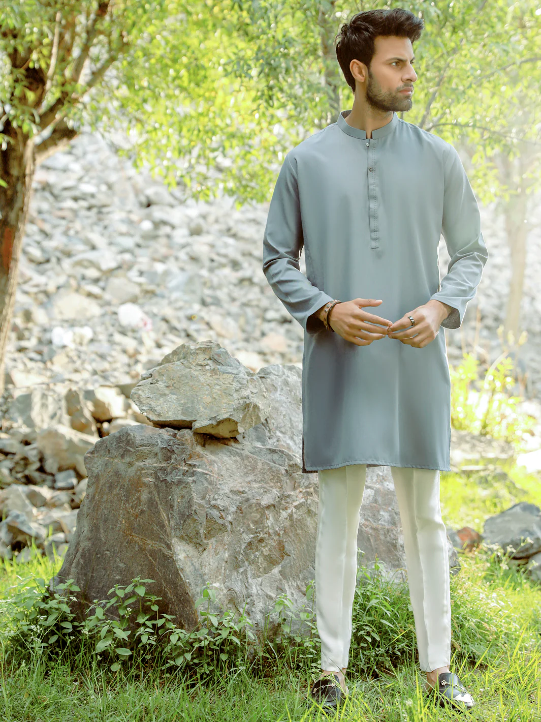 GREY VISCOSE KURTA | AL-K-US-1039/AM-5075G
