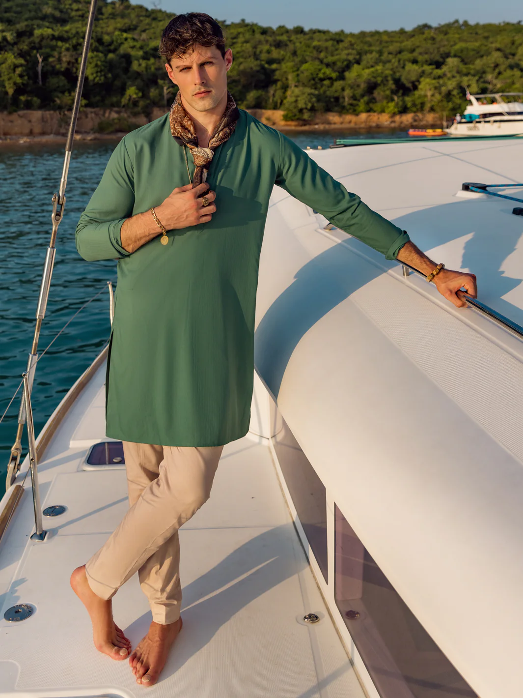 GREEN VISCOSE KURTA | AL-K-US-1047/AM-5075F