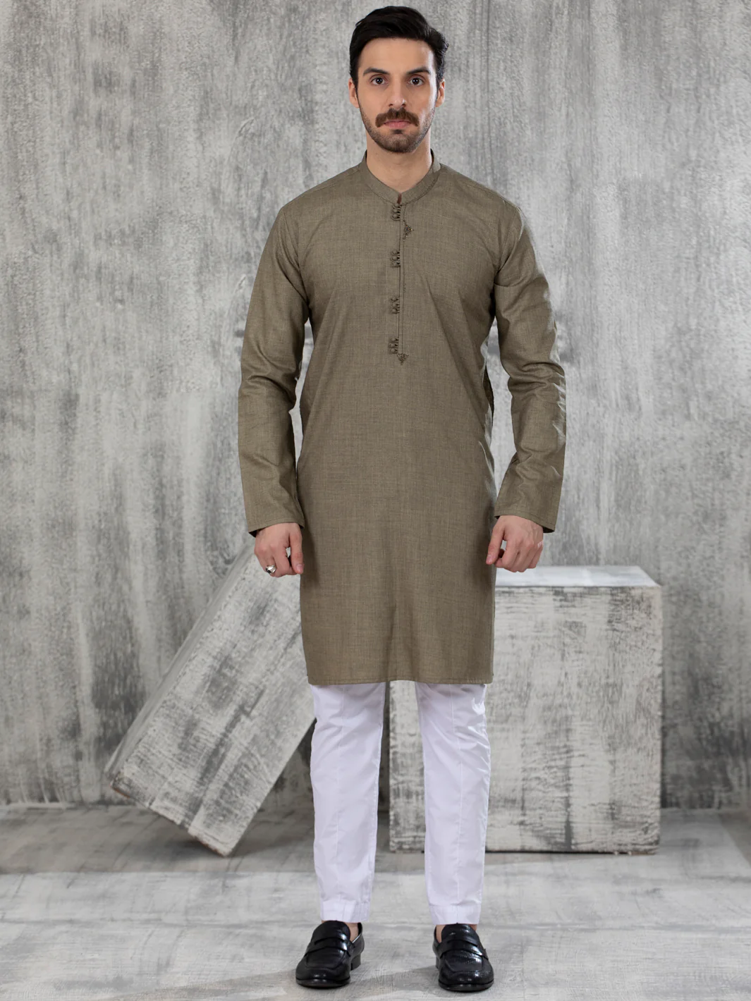 MEHNDI GREEN VISCOSE KURTA | AL-K-US-1050/AM-6008A