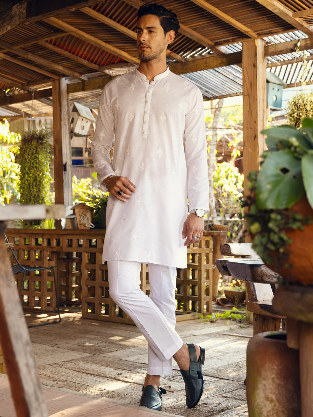 WHITE COTTON KURTA | AL-K-US-1063C/AM-6003D
