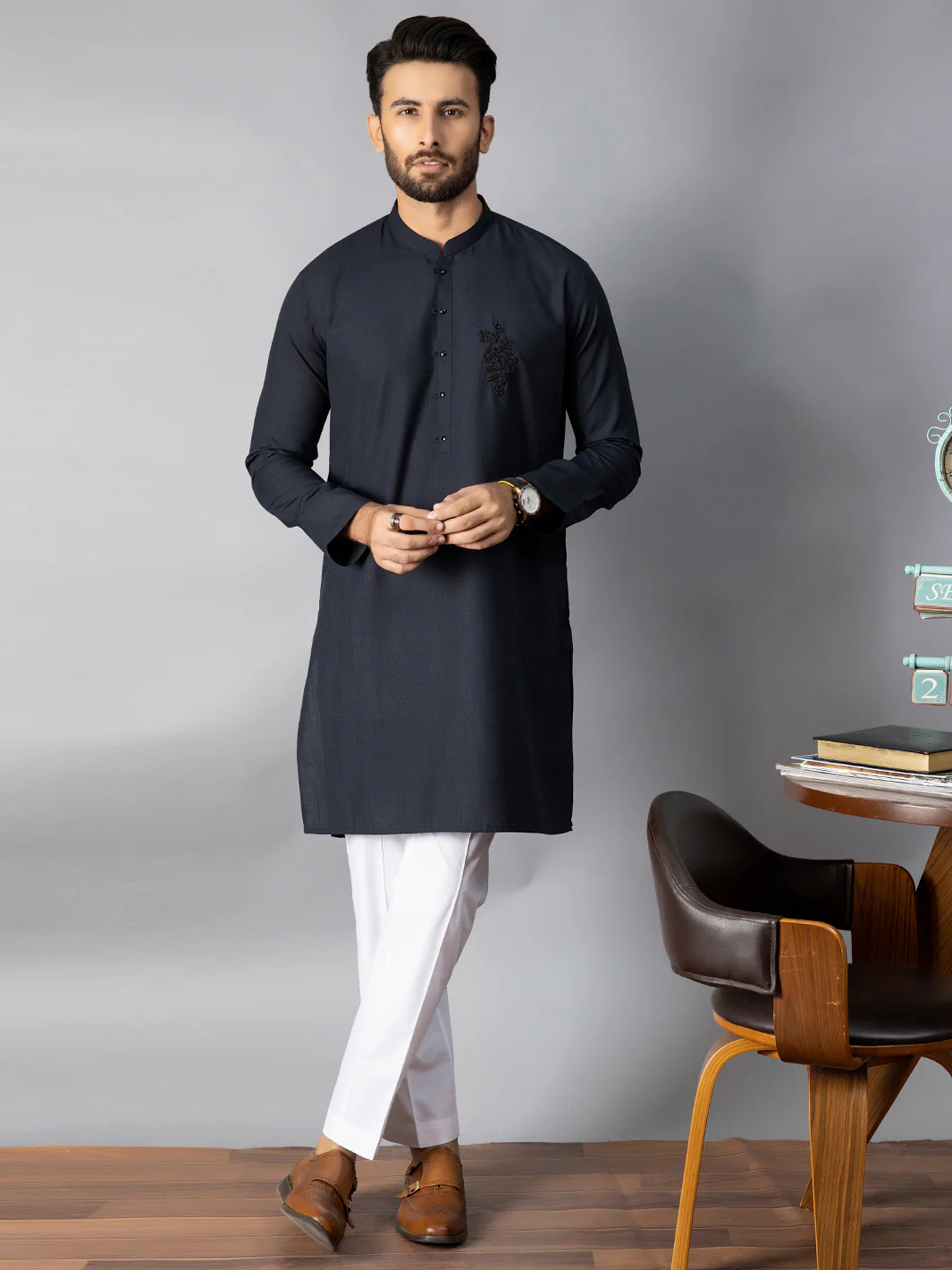 BLUE VISCOSE KURTA | AL-K-US-1084A/AM-6067C