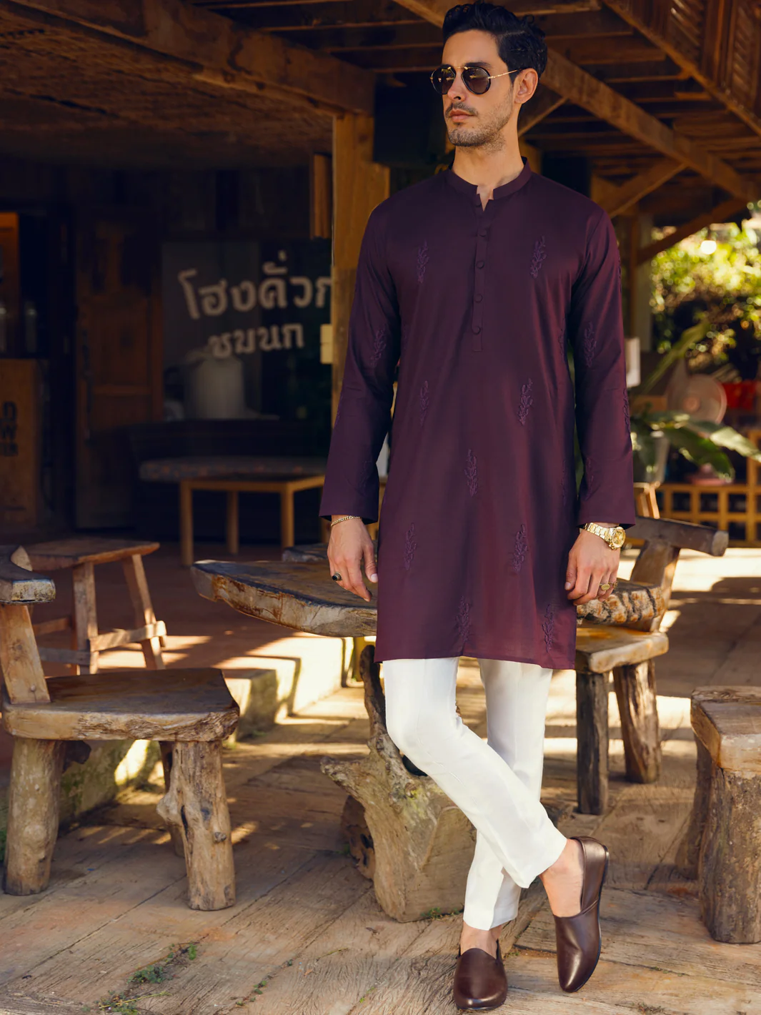 MAROON COTTON KURTA | AL-K-US-1103D/AM-6007H