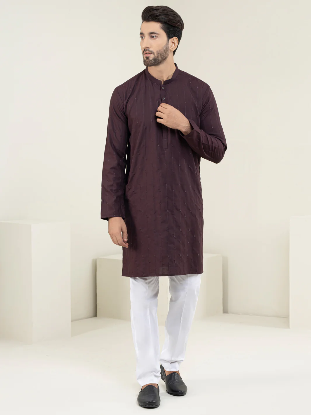 MAROON BLENDED KURTA | AL-K-US-1112D/AM-6112D