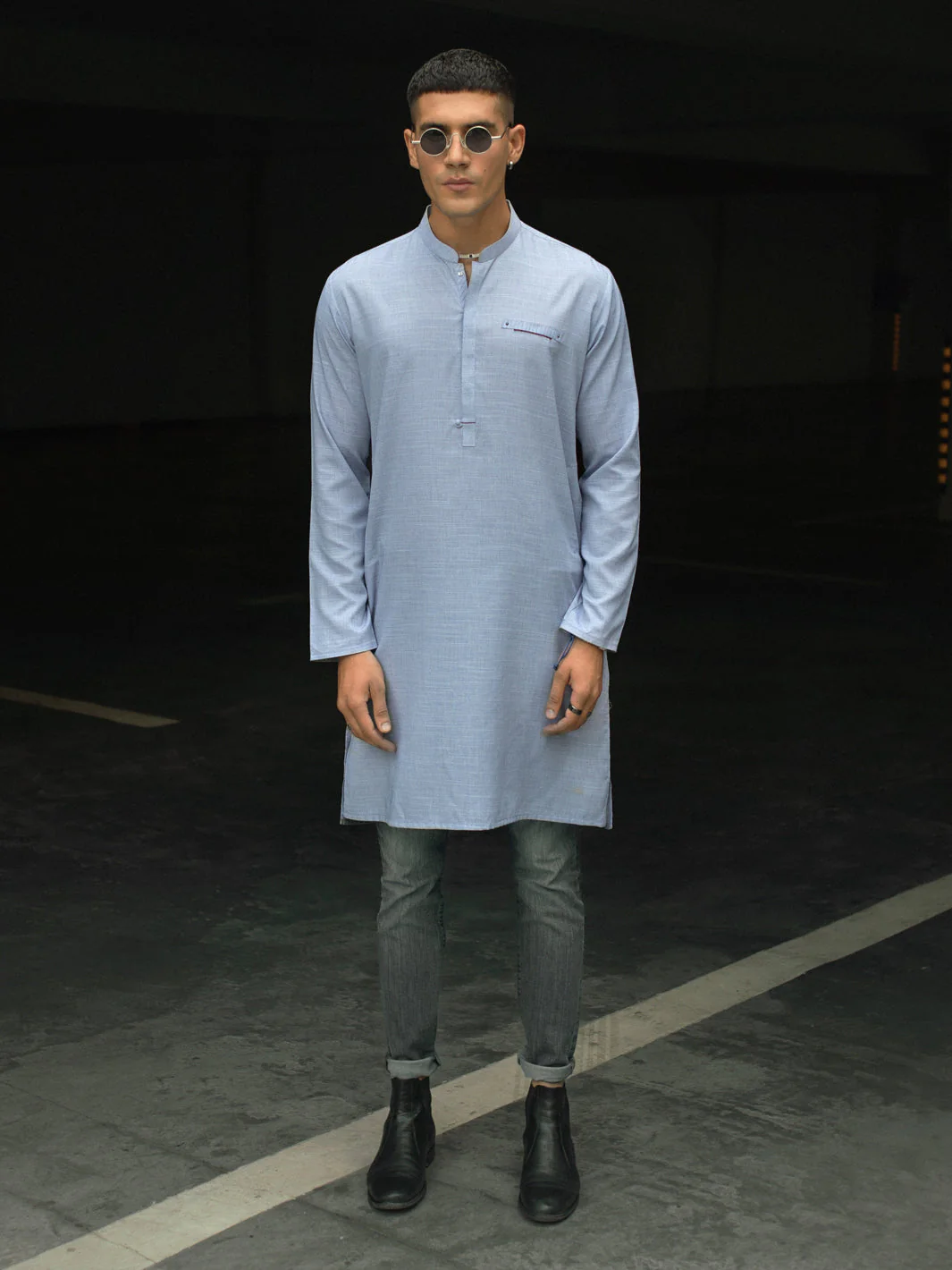 LIGHT BLUE BLENDED KURTA | AL-K-US-1113B/AM-6116B
