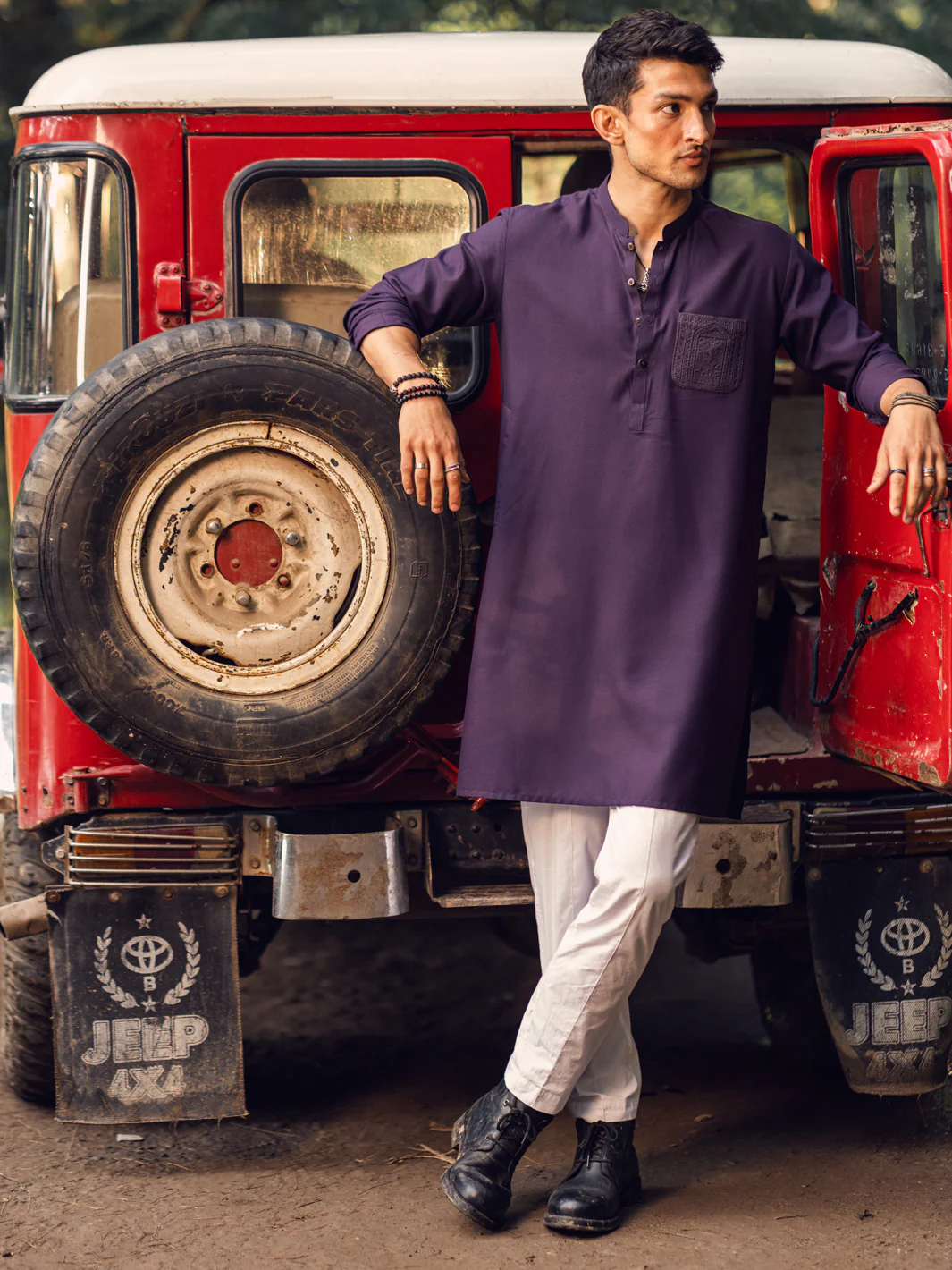 DARK PURPLE BLENDED KURTA | AL-K-US-1114D/AM-6103E