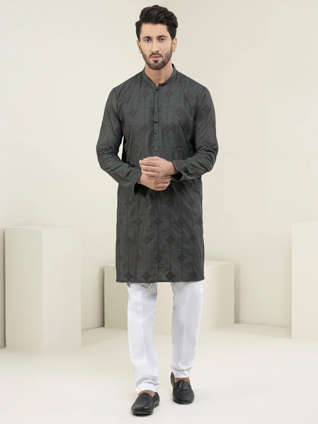 GREEN BLENDED KURTA | AL-K-US-1120C/AM-6116F