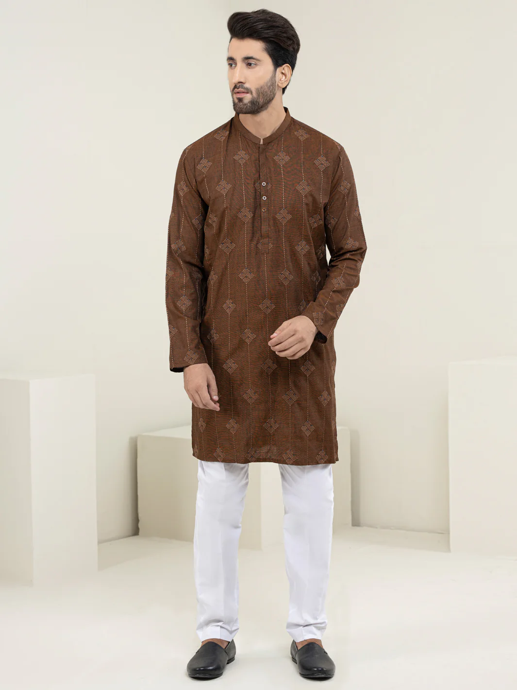 BROWN BLENDED KURTA | AL-K-US-1120D/AM-6116G