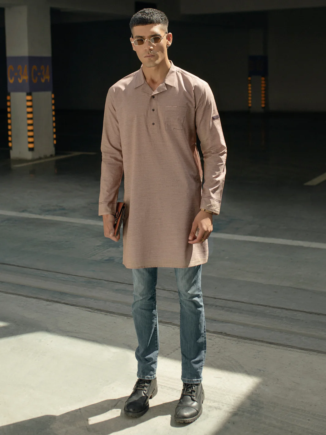 BROWN BLENDED KURTA | AL-K-US-1127/AM-6118B
