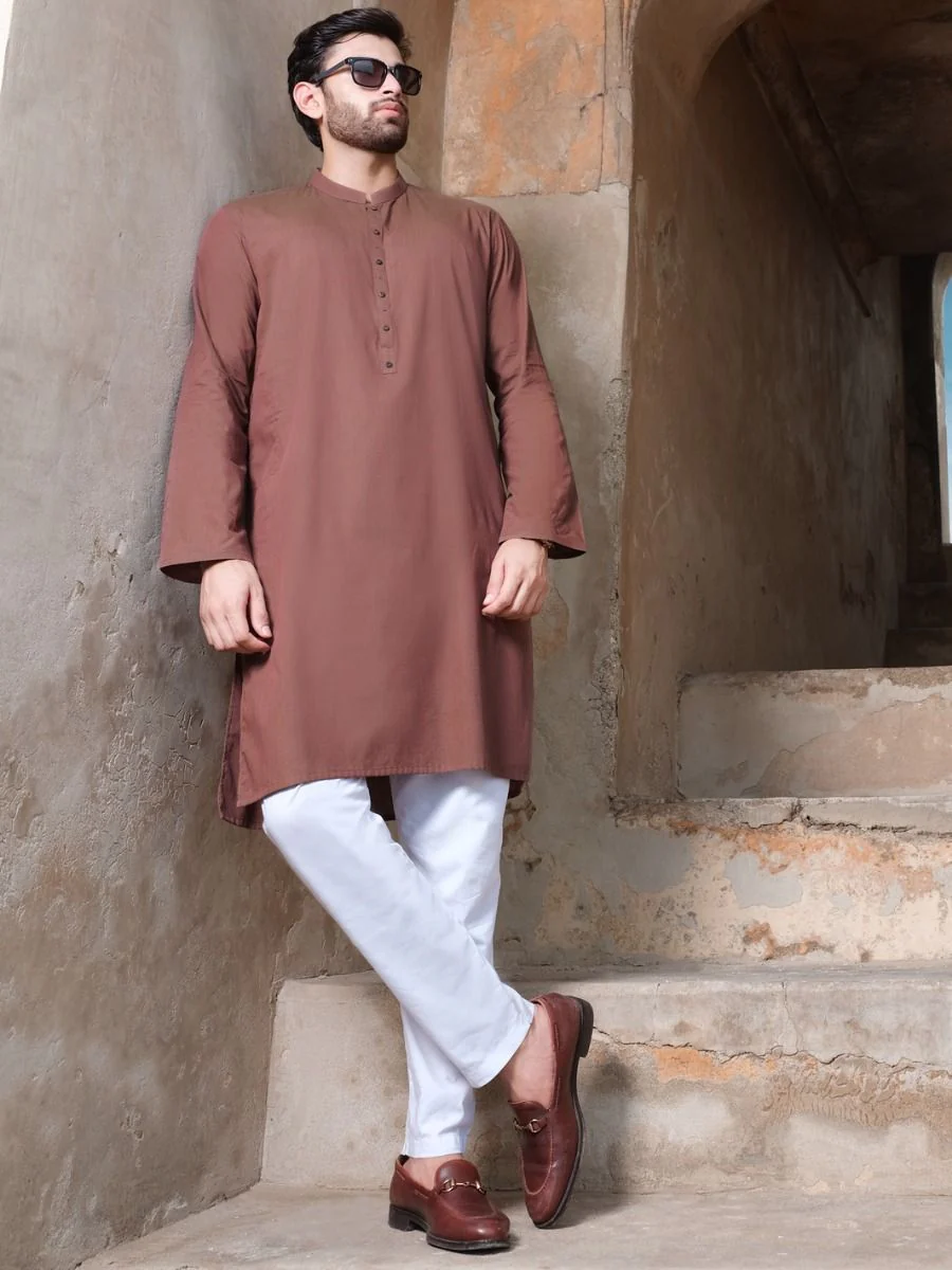 BROWN COTTON KURTA | AL-K-US-881 V-4 2020
