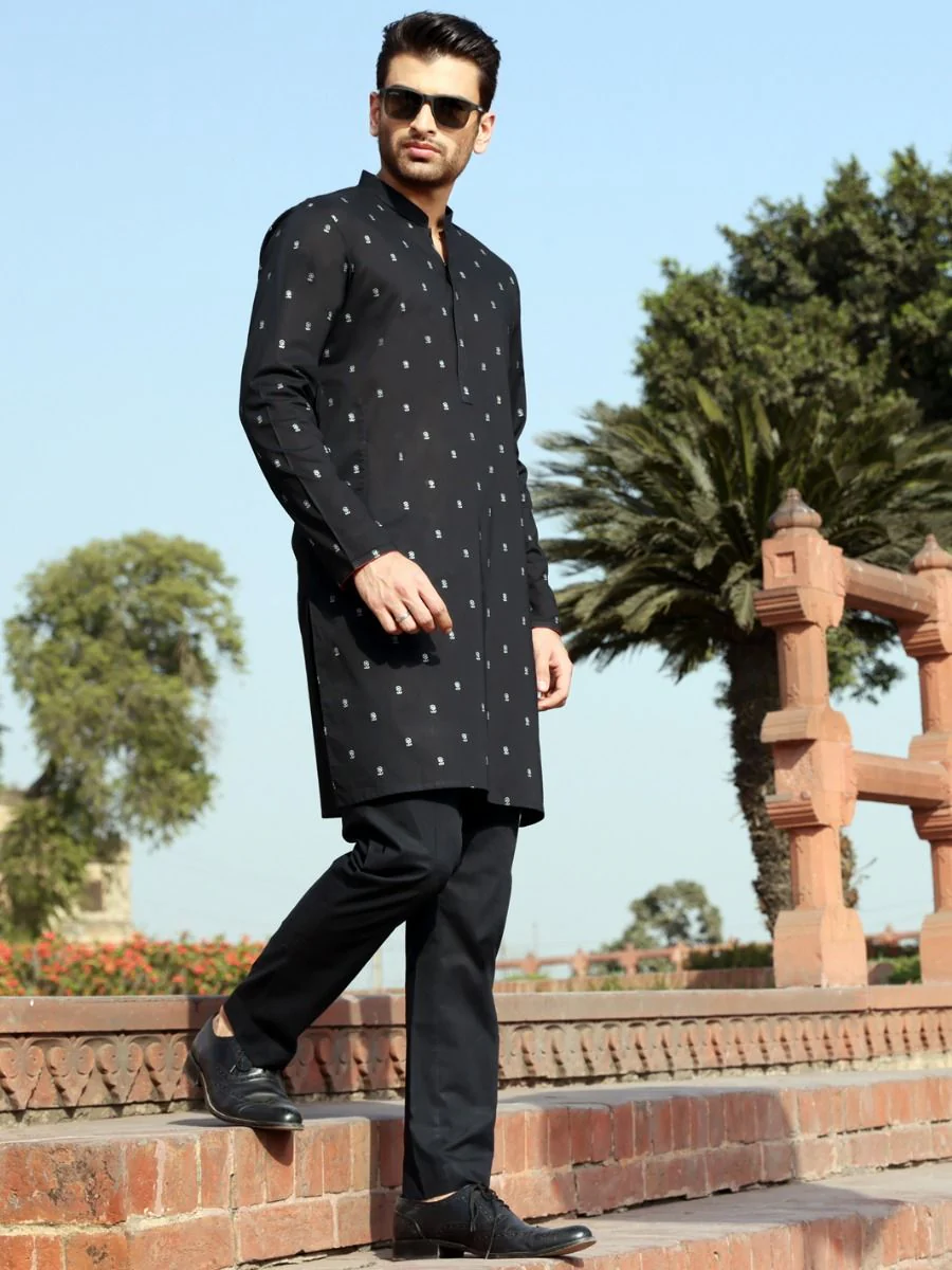 BLACK COTTON KURTA | AL-K-US-913C V-2 2021