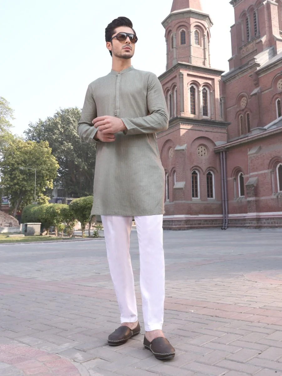 GREEN COTTON KURTA | AL-K-US-915 V-1 2021