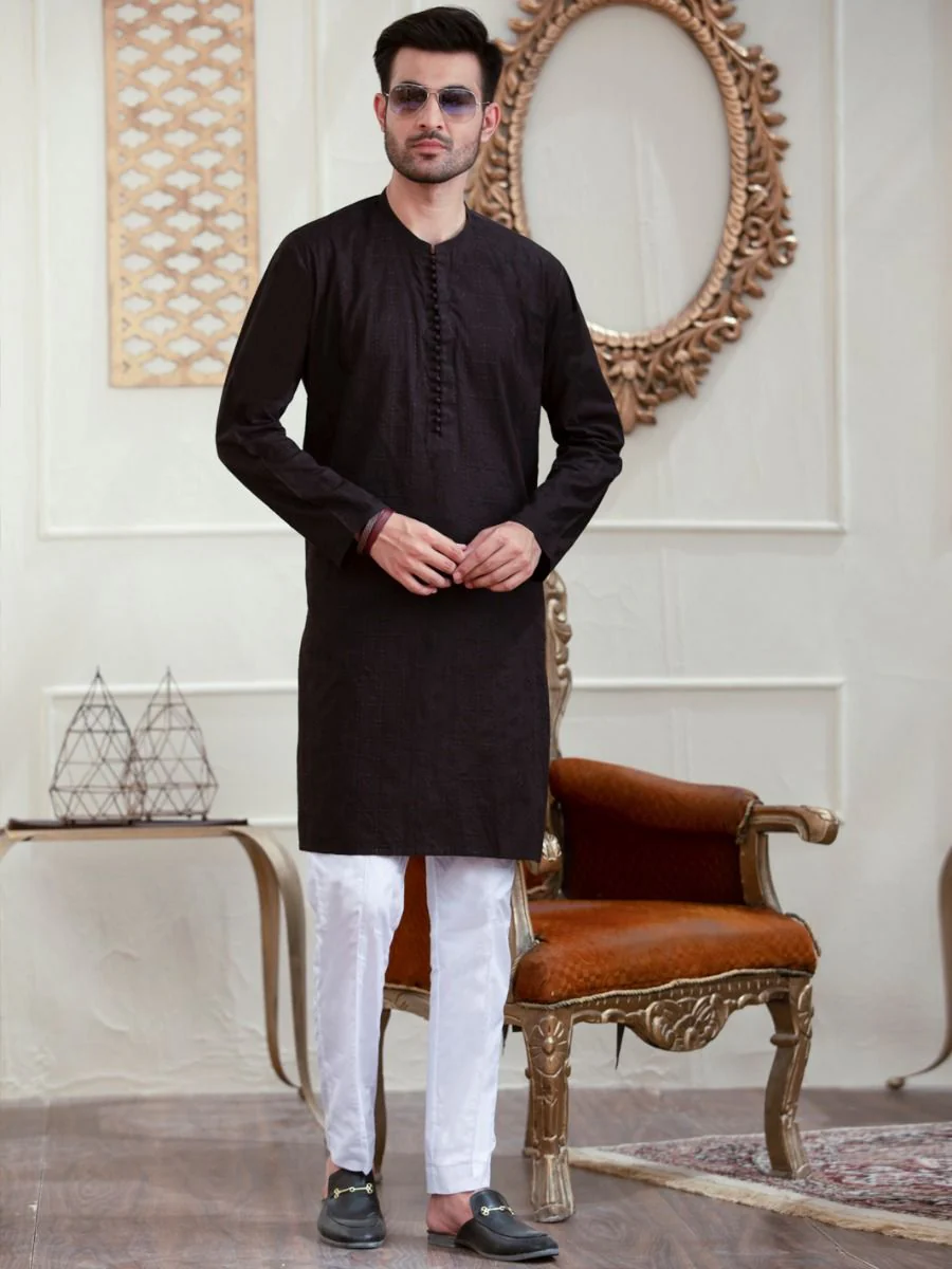 BLACK COTTON KURTA | AL-K-US-929B/AM-5026D