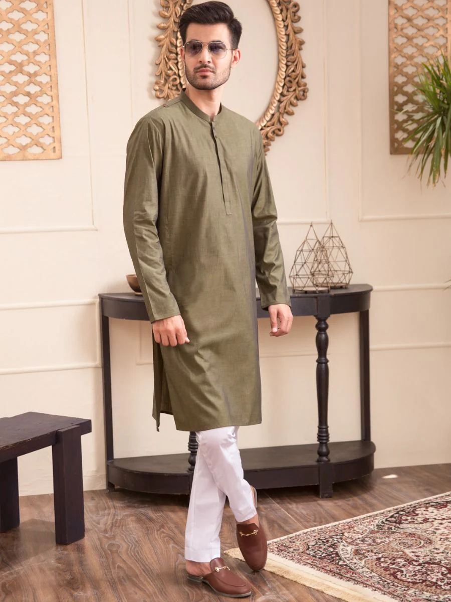 GREEN COTTON KURTA | AL-K-US-941/AM-946B