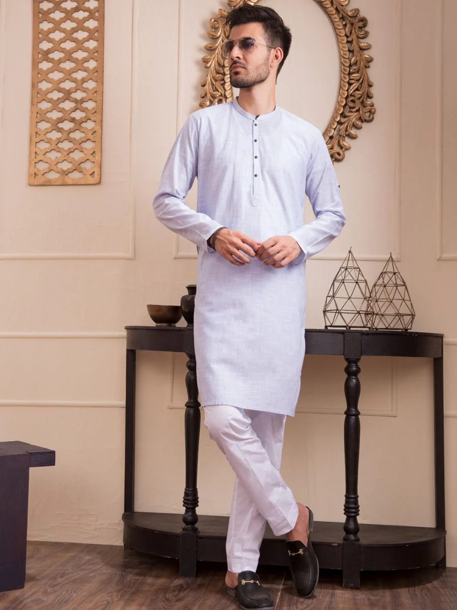 LIGHT BLUE COTTON KURTA | AL-K-US-945/AM-903E