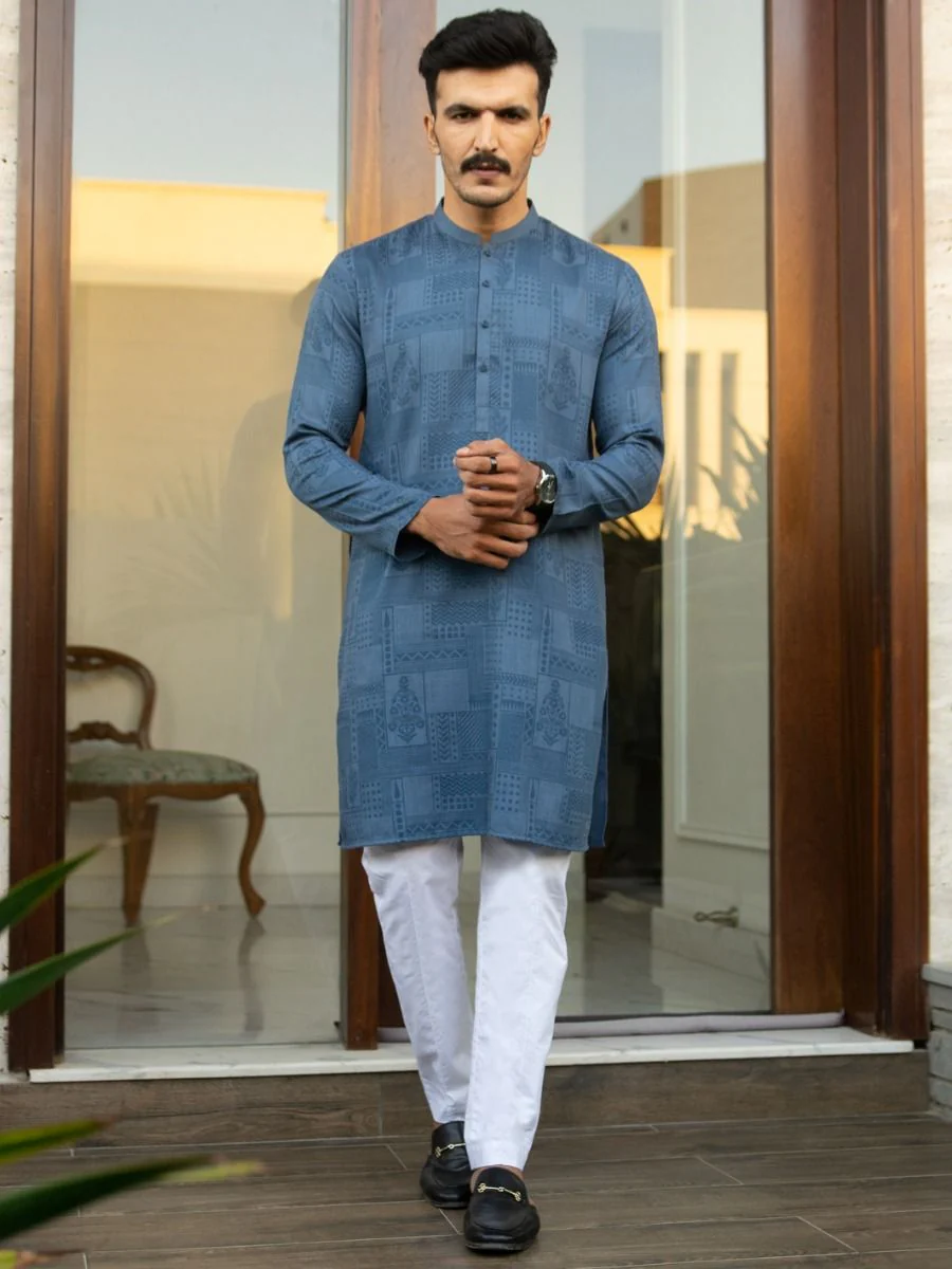BLUE VISCOSE KURTA | AL-K-US-968/AM-5012A