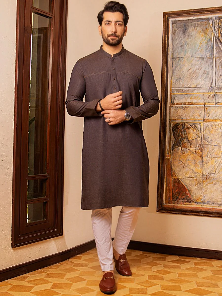 DULL BROWN VISCOSE KURTA | AL-K-US-972/AM-5041D