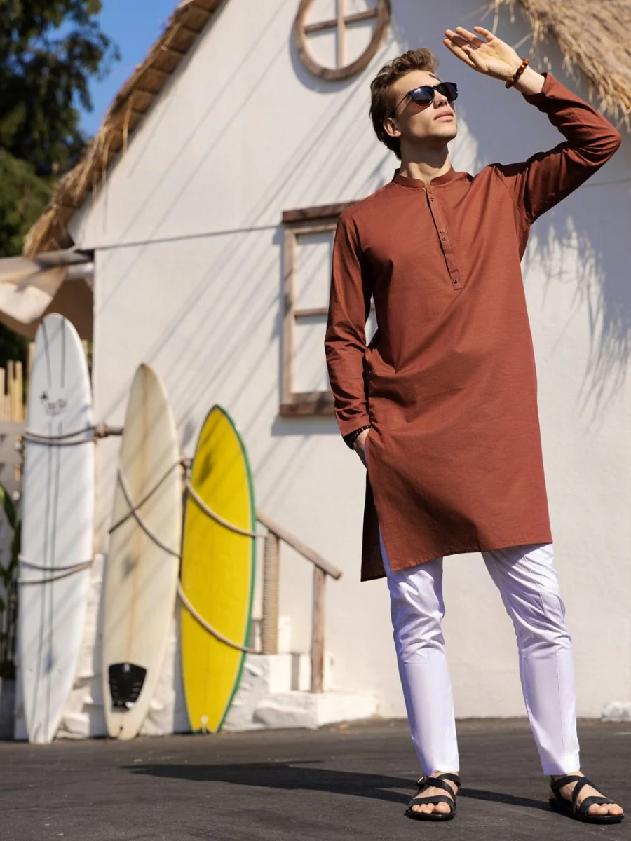 ORANGE COTTON KURTA | AL-K-US-989/AM-948B