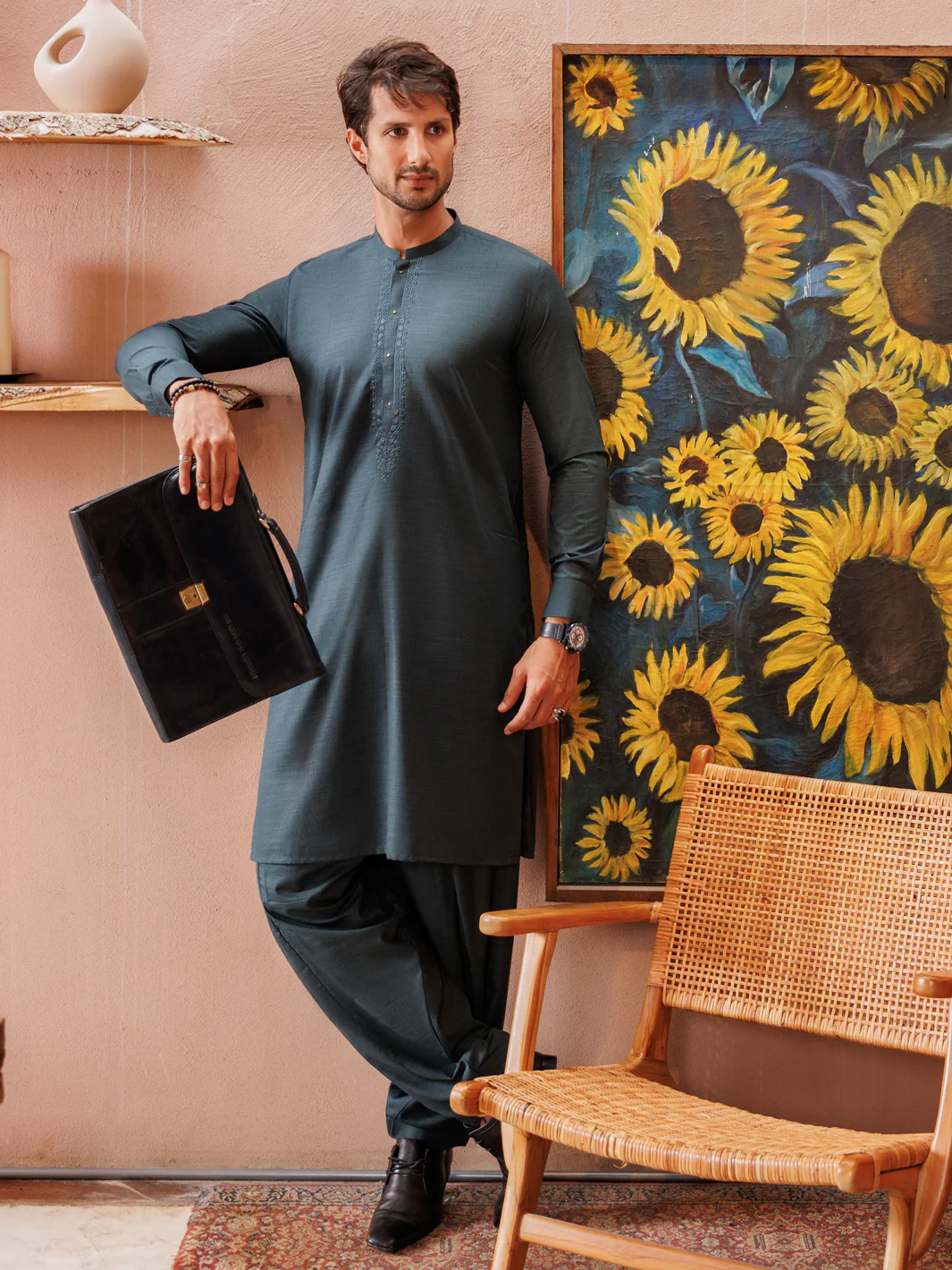 GREEN KAMEEZ SHALWAR | AL-KS-2987/AM-6123D
