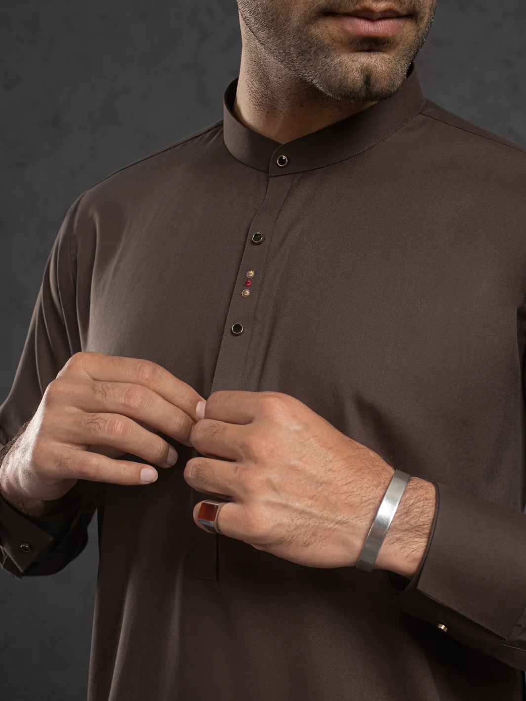 BROWN BLENDED KAMEEZ SHALWAR | AL-KS-3001E/AM-6145E - Image 2