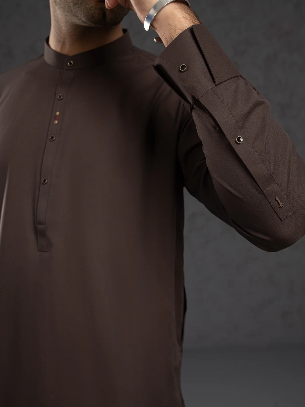 BROWN BLENDED KAMEEZ SHALWAR | AL-KS-3001E/AM-6145E - Image 3