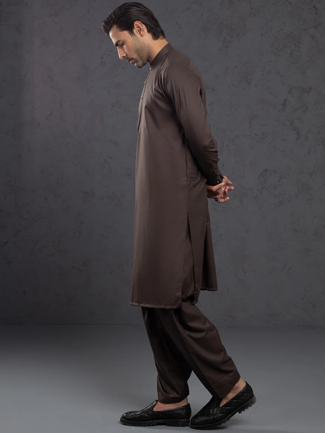 BROWN BLENDED KAMEEZ SHALWAR | AL-KS-3001E/AM-6145E - Image 6