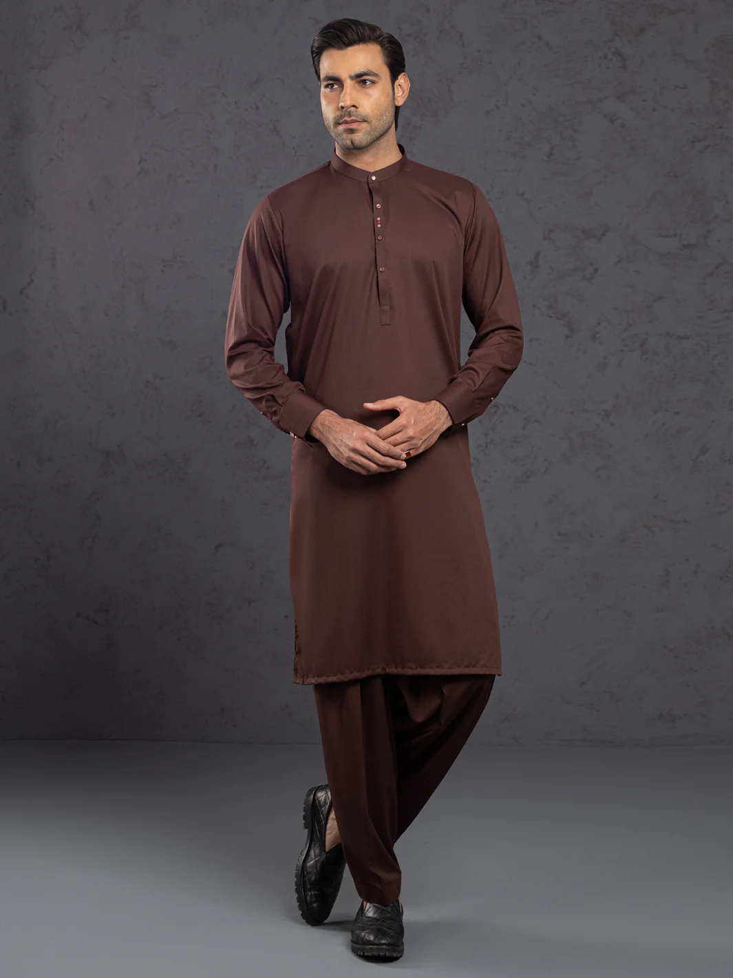 MAROON BLENDED KAMEEZ SHALWAR | AL-KS-3001F/AM-6145F