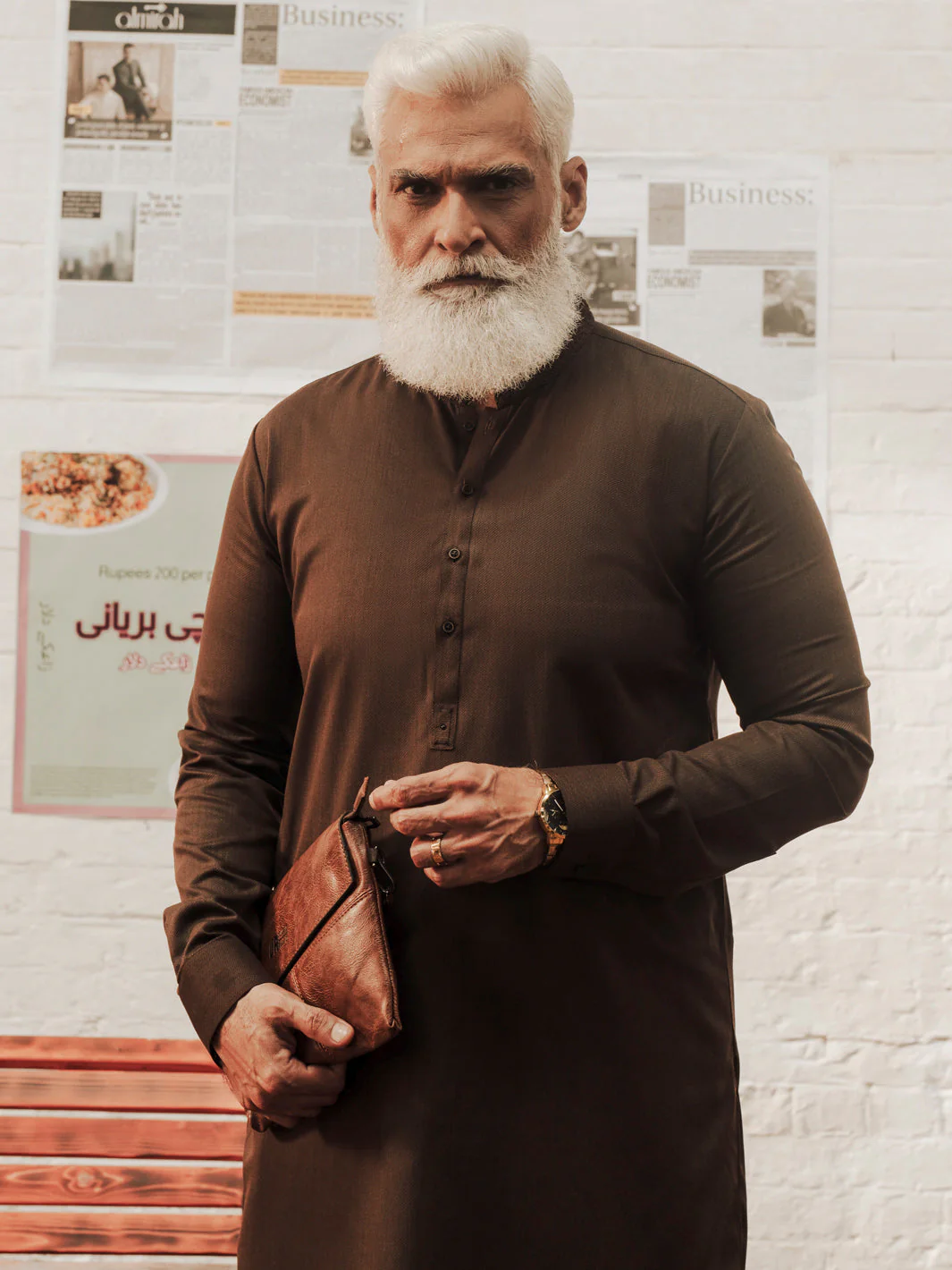DARK BROWN BLENDED KAMEEZ SHALWAR | AL-KS-3044/AM-6173A - Image 2