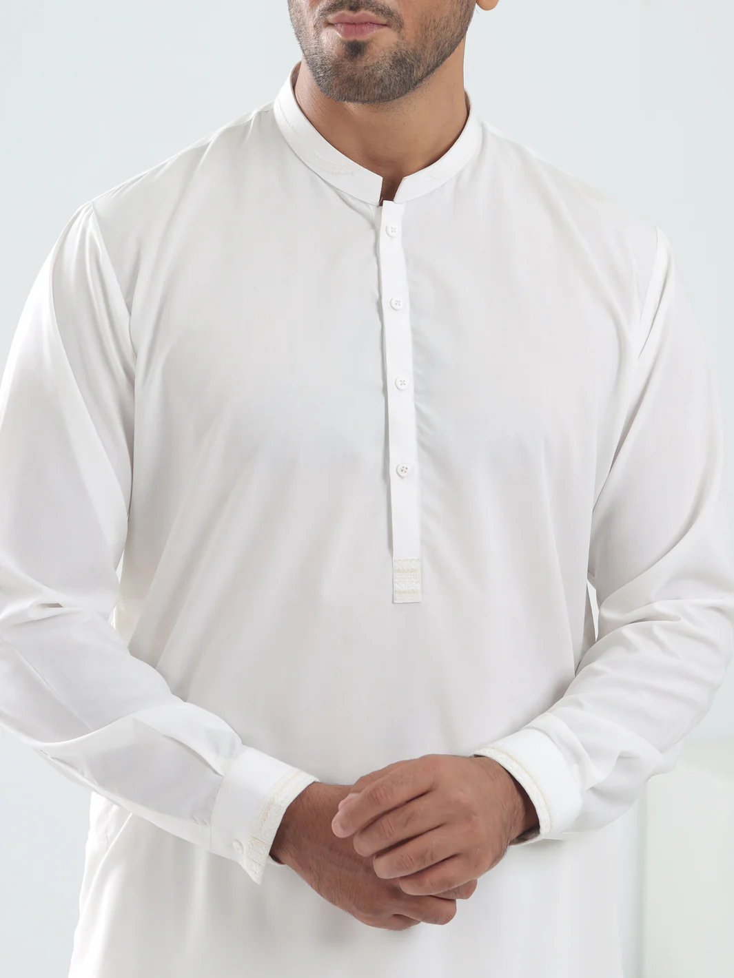 WHITE BLENDED KAMEEZ SHALWAR | AL-KS-3075A/AM-6175A - Image 2
