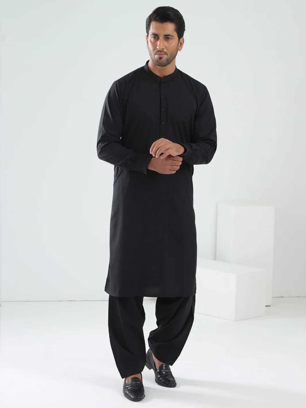 BLACK BLENDED KAMEEZ SHALWAR | AL-KS-3075C/AM-6175H