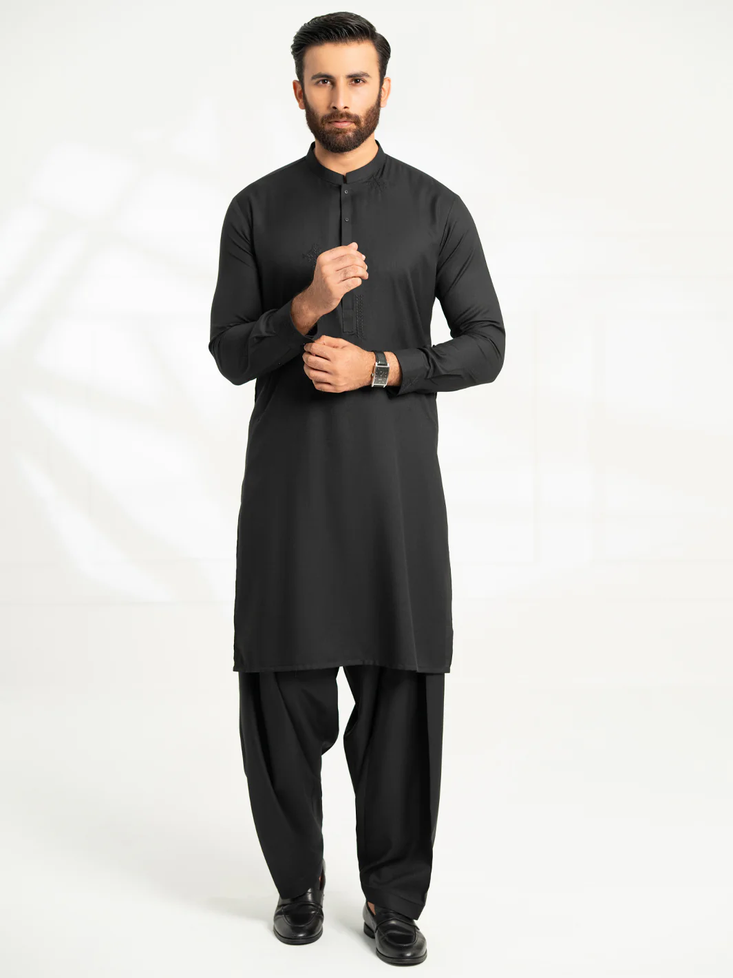 BLACK BLENDED KAMEEZ SHALWAR | AL-KS-3312/AM-6341D