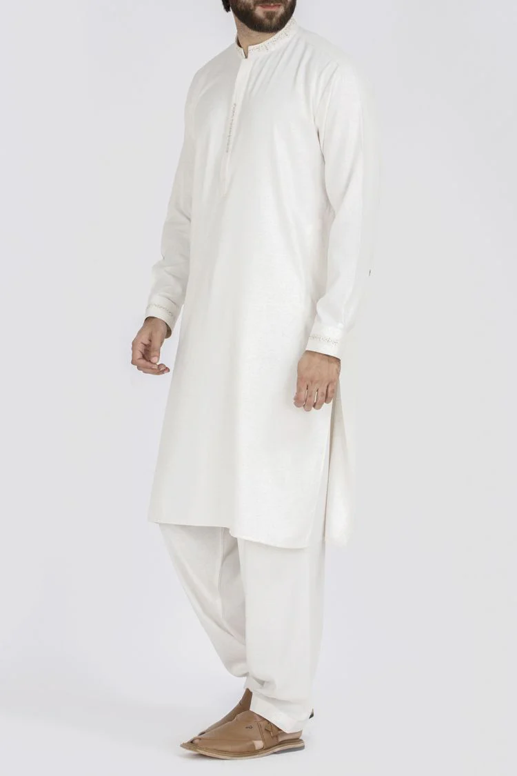 WHITE VISCOSE KAMEEZ SHALWAR | AL-KS-US-2467/AM-747A